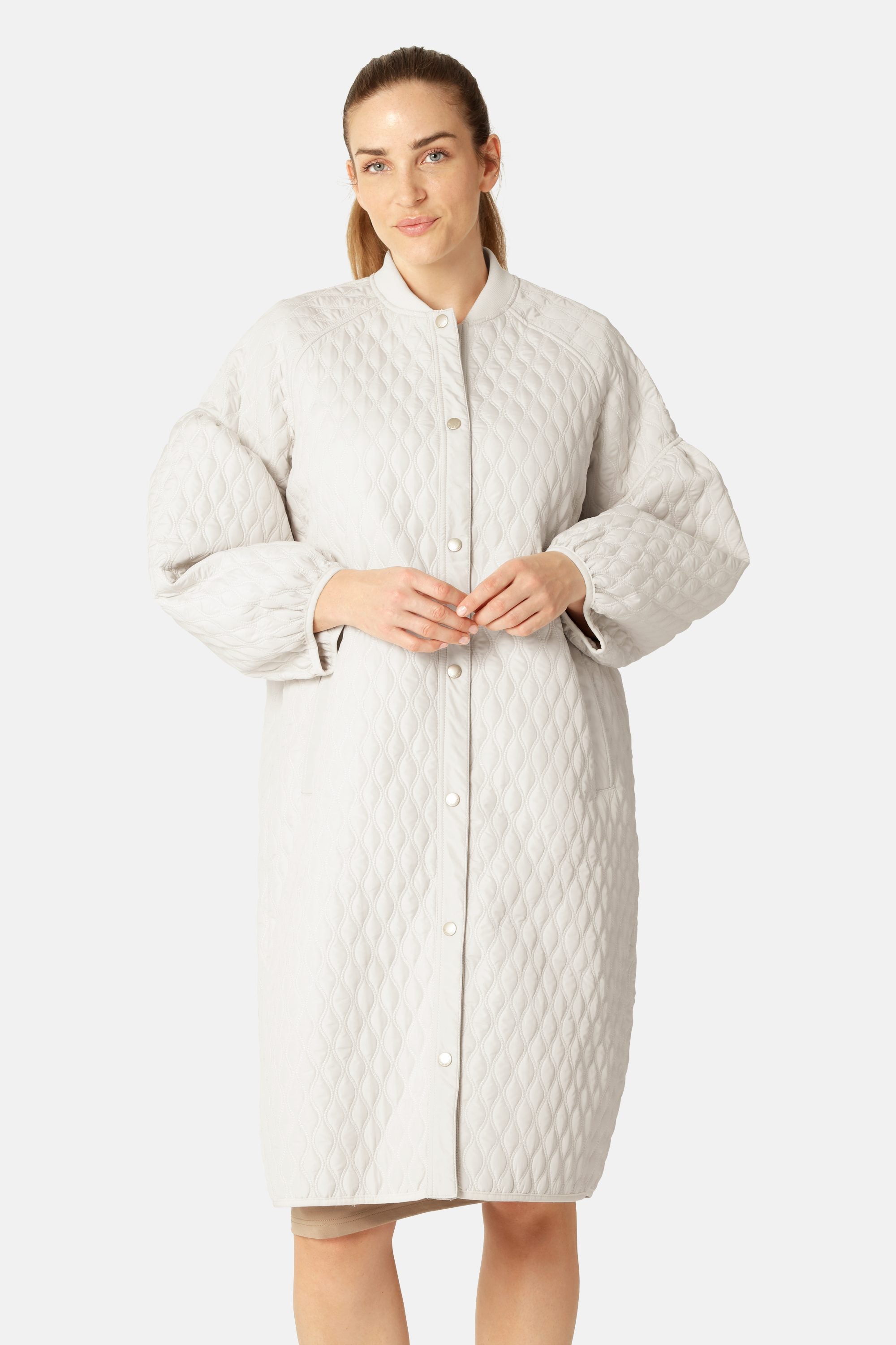 Veste matelassée longue - Crème au lait